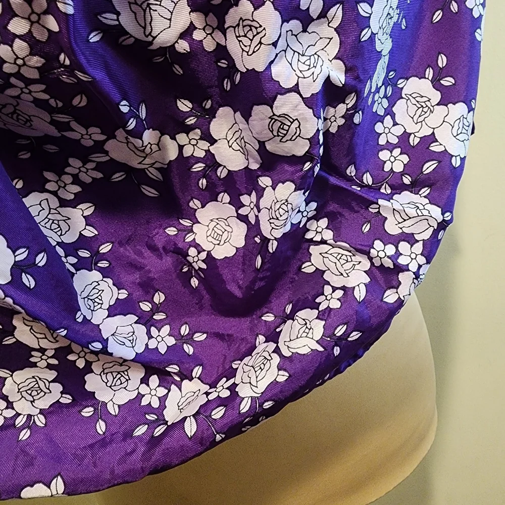 Purple Floral Scarf with White Blossom Print